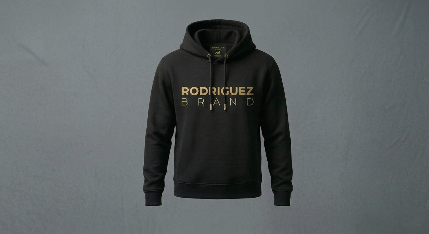 RODRIGUEZ BRAND Premium Hoodie — Black & Gold Text Edition