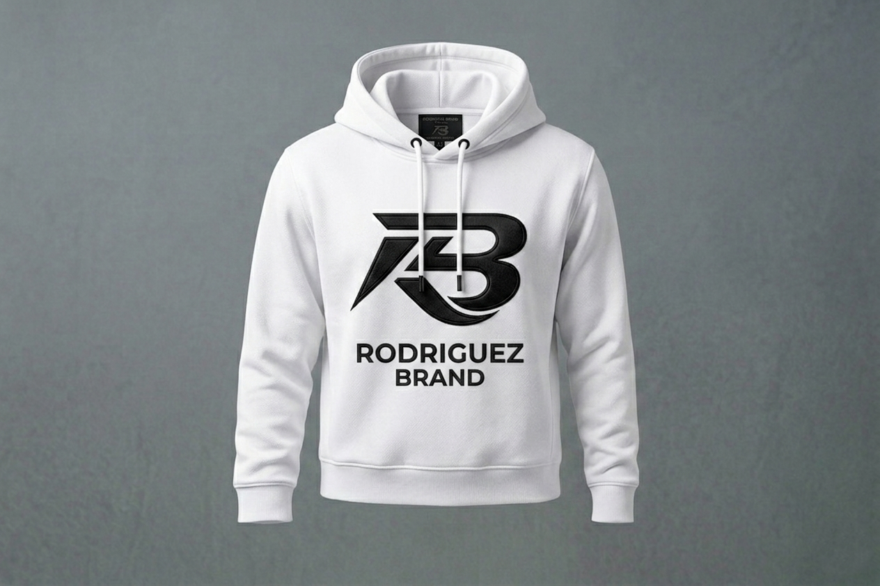 RODRIGUEZ BRAND Premium Hoodie — White & Black RB Edition