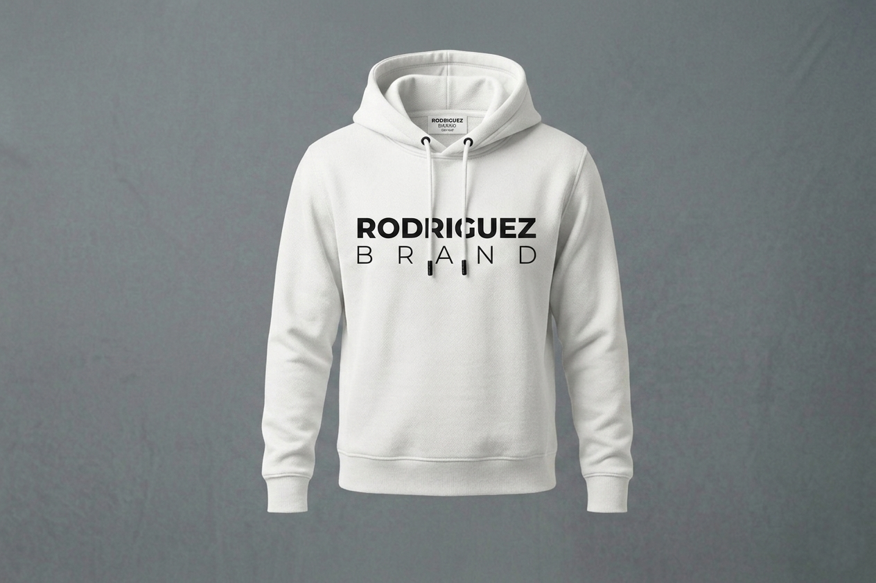 RODRIGUEZ BRAND Premium Hoodie — White Text Edition