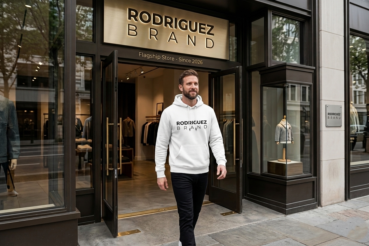 RODRIGUEZ BRAND Premium Hoodie — White Text Edition