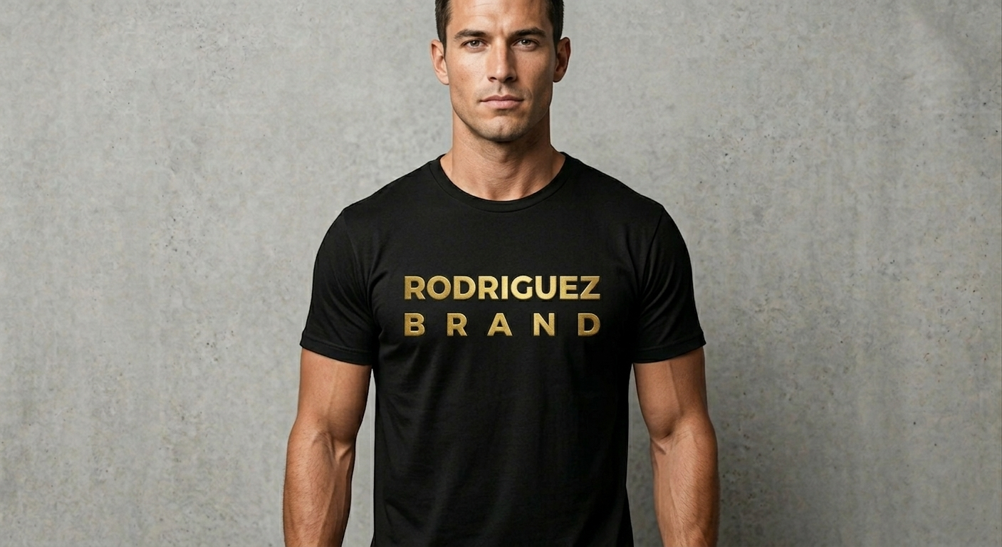 Rodriguez Brand Signature Tee – Black GoldText Edition