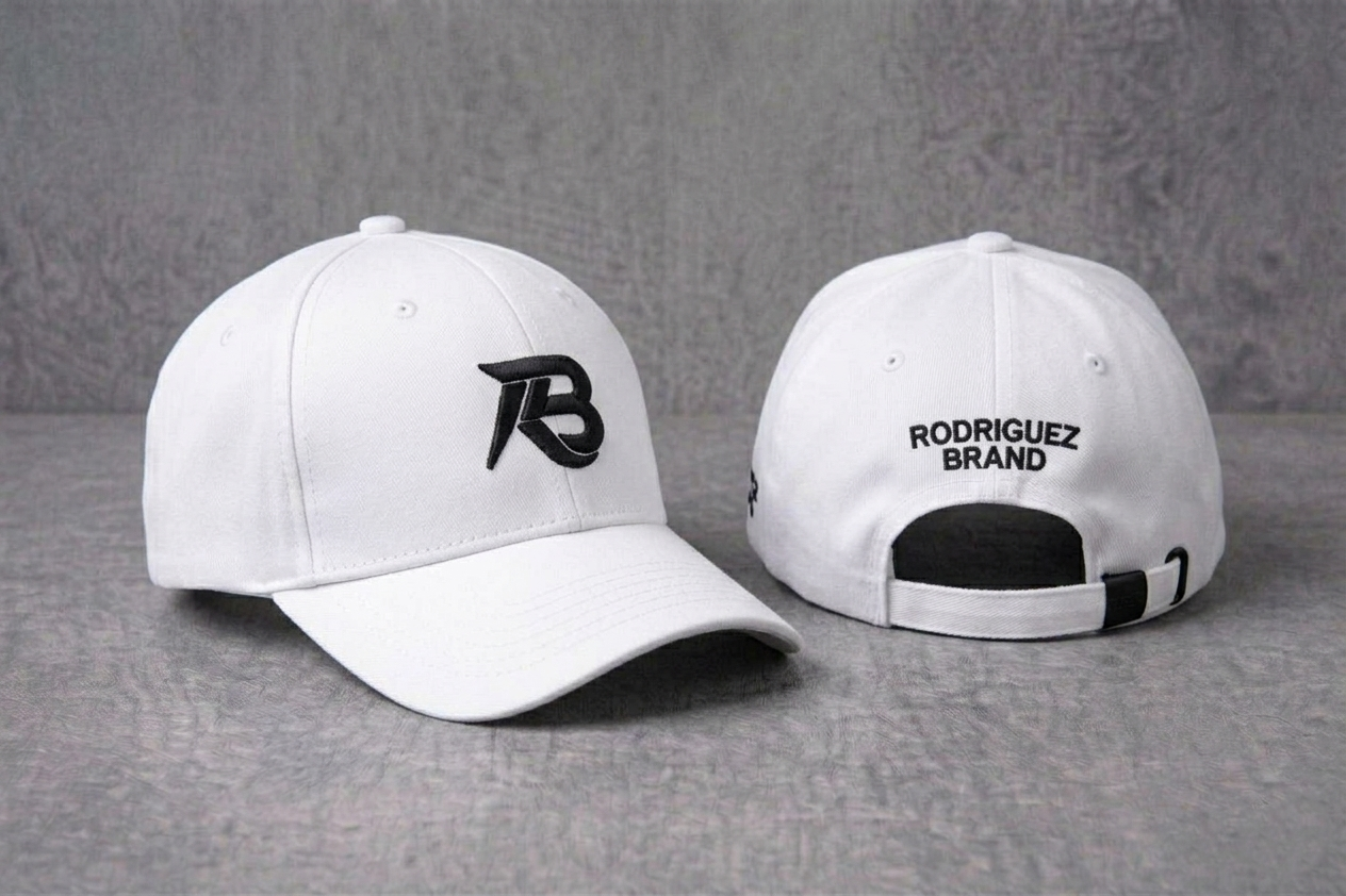 RODRIGUEZ BRAND Signature Cap — White & Black RB Edition